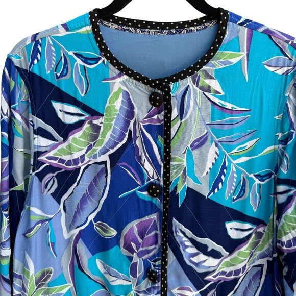 Koos Of Course Vintage Silk Womens Reversible Blue Floral Button Jacket Blazer S - Picture 7 of 11